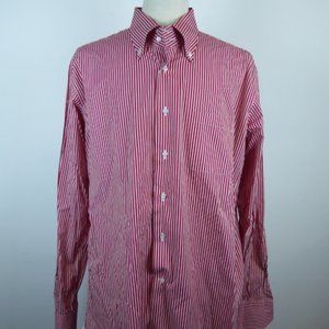 ASTER red white stripes cotton button down collar shirt made in Italy 19.5